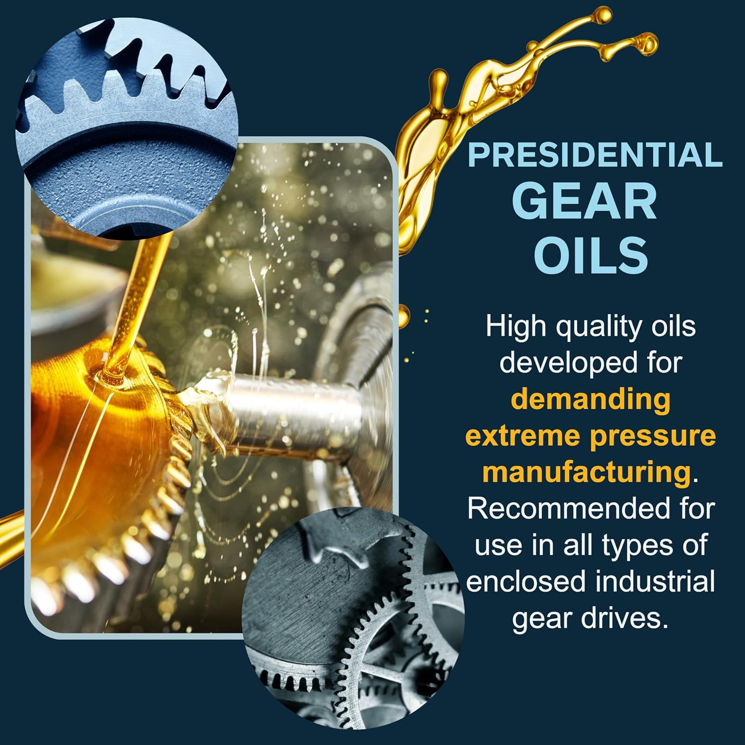 Presidential Gear Oil EP ISO 220 - Industrial Lubricants and Premium Oils & Fluids for Extreme Pressure Manufacturing - Anti-Foam, High Film Strength - Made in USA (5 Gallon Pail)