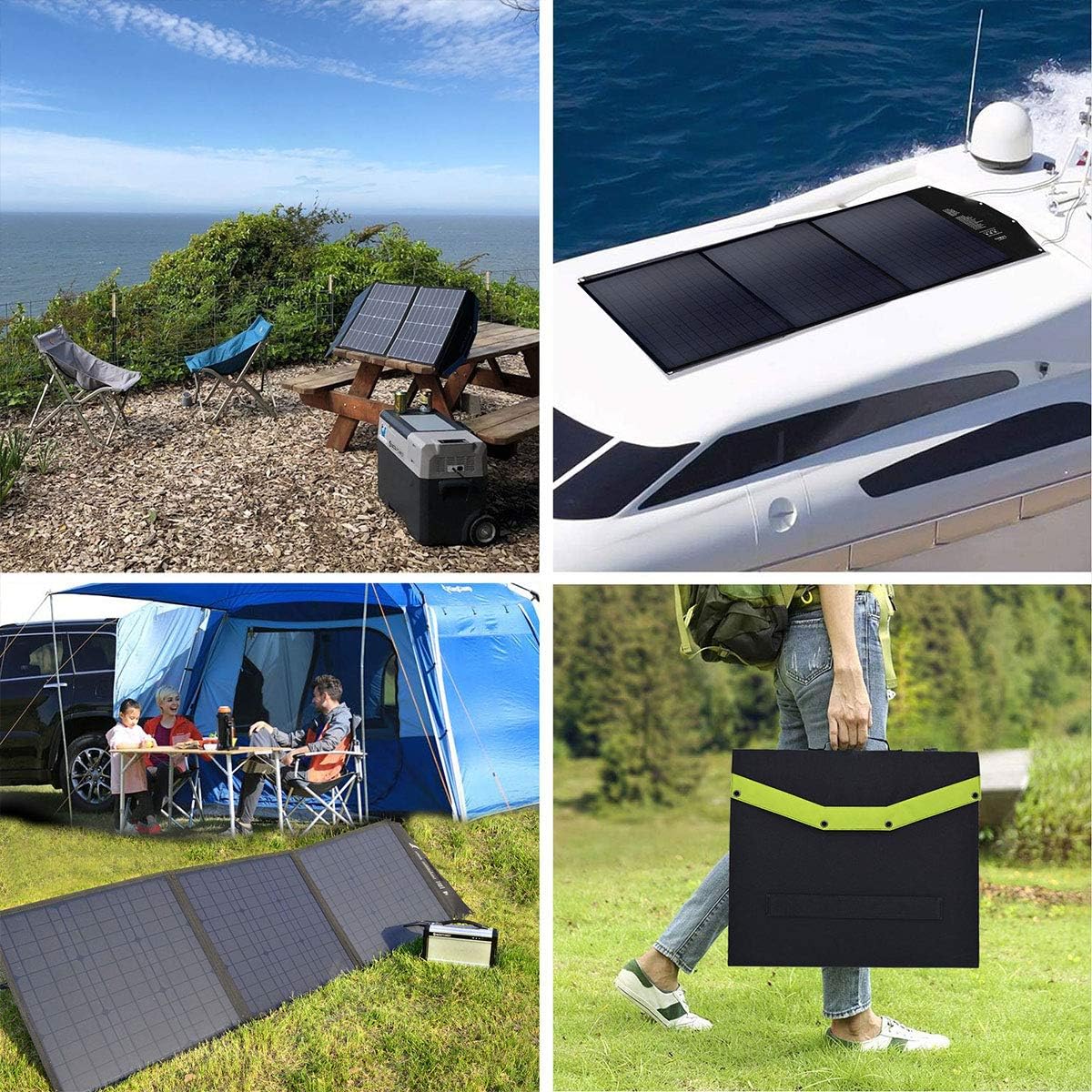 ACOPOWER 12V 120W Portable Solar Panel Kit; Foldable Solar Suitcase for RV, Boat Compatible Multiple Kinds of Power Station with Quick Charge 3.0, 12AWG Cable with Solar Male/Female Quick Connectors