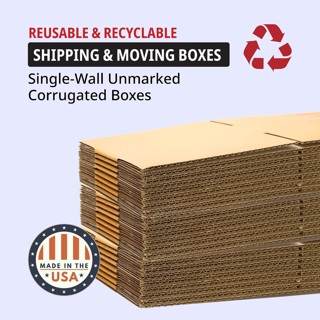 BOX USA Shipping Boxes Small 12'L x 8'W x 6'H 100-Pack, Corrugated Box for Shipping, Moving, Mailing, Packing, Packaging and Storage