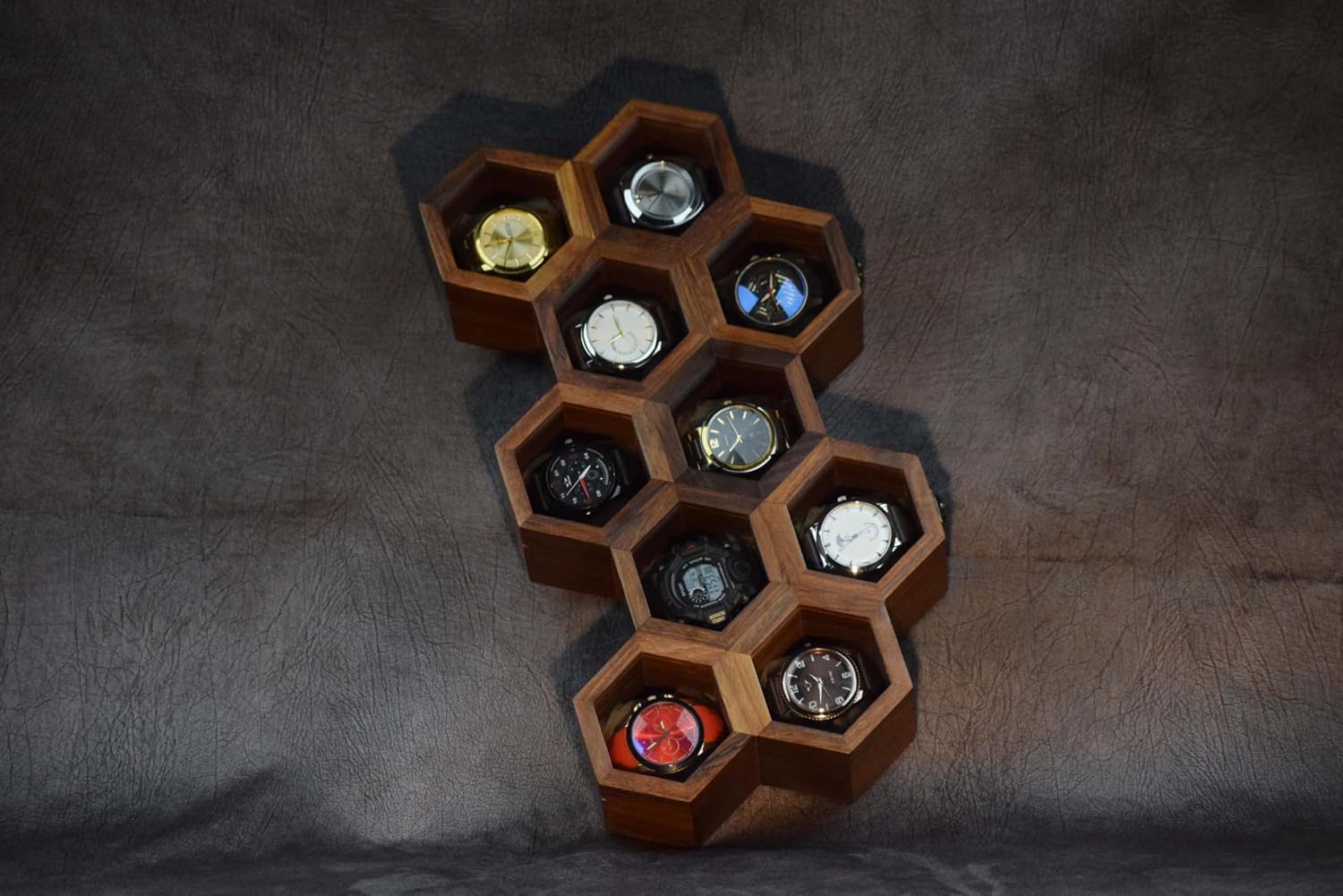 Royal Craft Expertise Extra Large Rosewood Honeycomb Wall Mounted Watch Box Display Case for Men, Vintage Watch Storage Organizer Holder for Safe and Elegant Watch Collection