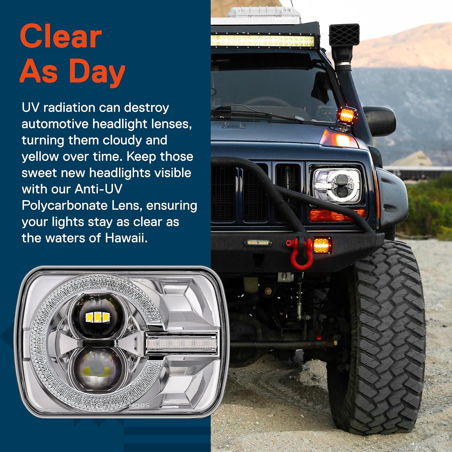 TRUE MODS 5x7 7x6 Inch H6054 Chrome LED HALO Headlights H4 Replacement For Jeep Wrangler YJ Cherokee XJ [DOT Approved] Honda Mazda Mercury Subaru Mitsubishi Renault Nissan D21 Freightliner Peterbilt
