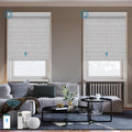 Motorized Roller Shade, 100% Blackout Smart Window Blinds Work with Homekit, Alexa, Google Home, Remote Control, Electric Blinds with USB/Solar Pannel Charging, Texture Smoke