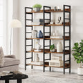 Tribesigns 5-Tier Industrial Bookshelf, 71'H x 47'W Etagere Bookcase, Freestanding Double Wide Book Shelf for Storage and Display, Wood and Metal Bookshelves for Living Room Home Office, Rustic Brown