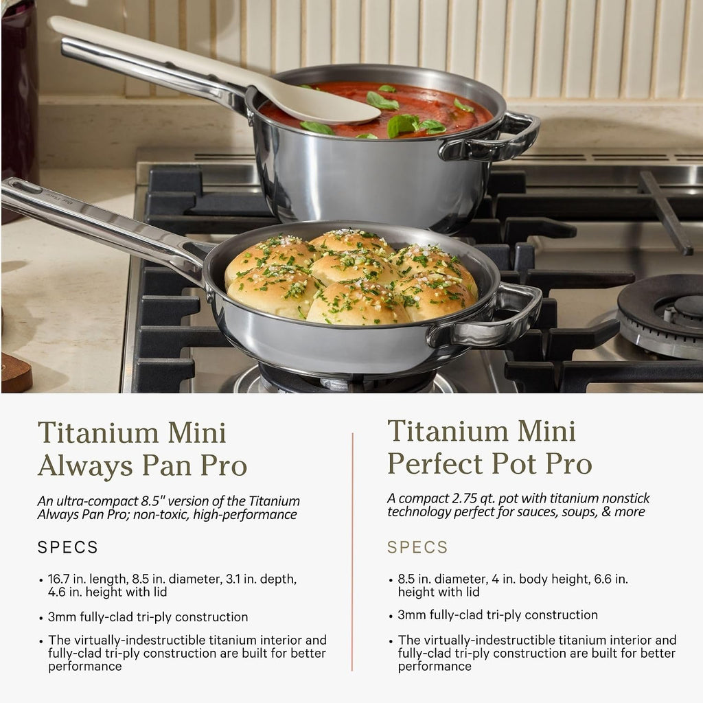 Our Place 15-Piece Titanium Pro Cookware & Bakeware Set | Tri-Ply Titanium & Stainless Steel Nonstick Fry Pans & Pots | Ceramic Nonstick Bakers & Griddle Pan | Non-toxic, PFAS-Free | Blue Salt