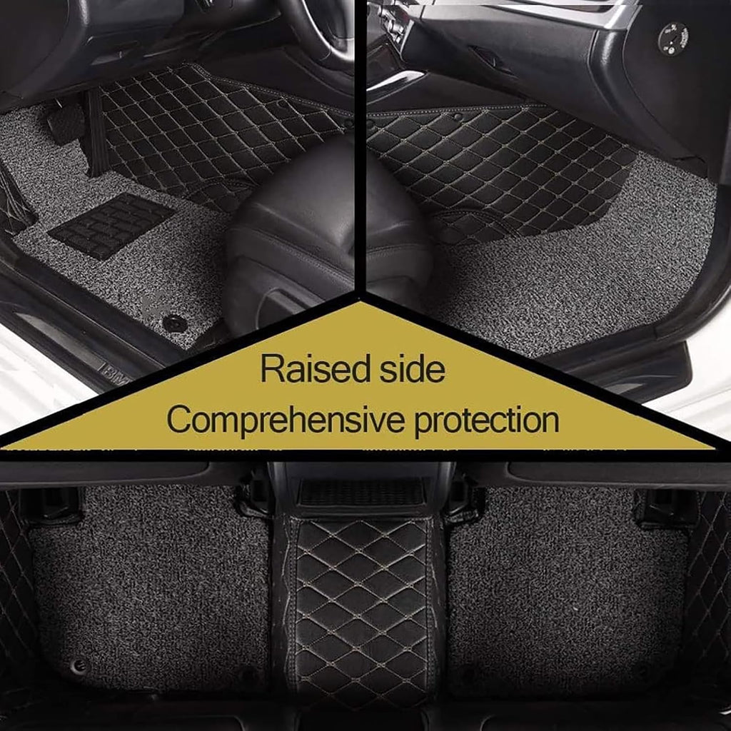 Custom All-Weather Protection Car Floor Mats for Mitsubishi Galant 2007-2016, Artificial Leather Front Rear Floor Liners Full Coverage Anti-Slip Carpet Pads Styling Accessories,A/Beige-Gray