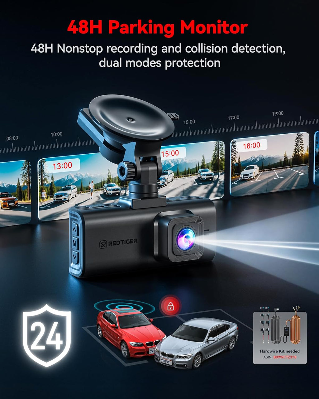 REDTIGER 4K STARVIS 2 Dash Cam Front and Rear, 5GHz WiFi 20MB/s Download, 128GB Card Included, Voice Control, Dash Camera for Cars with 3.18' Touch Screen, GPS, Loop Recording, Parking Mode(F7N Touch)