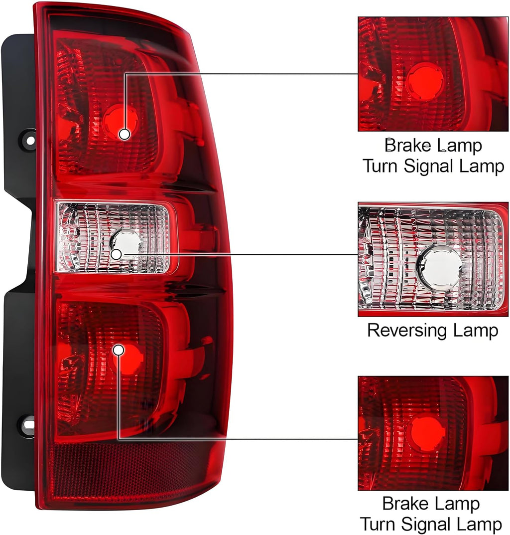 Headlights w/ Tail Lights Assembly Kits compatible with 2007 2008 2009 2010 2011 2012 2013 Chevy Tahoe Suburban, Black Housing Headlamp+Red Taillights Rear Brake Lamp Set