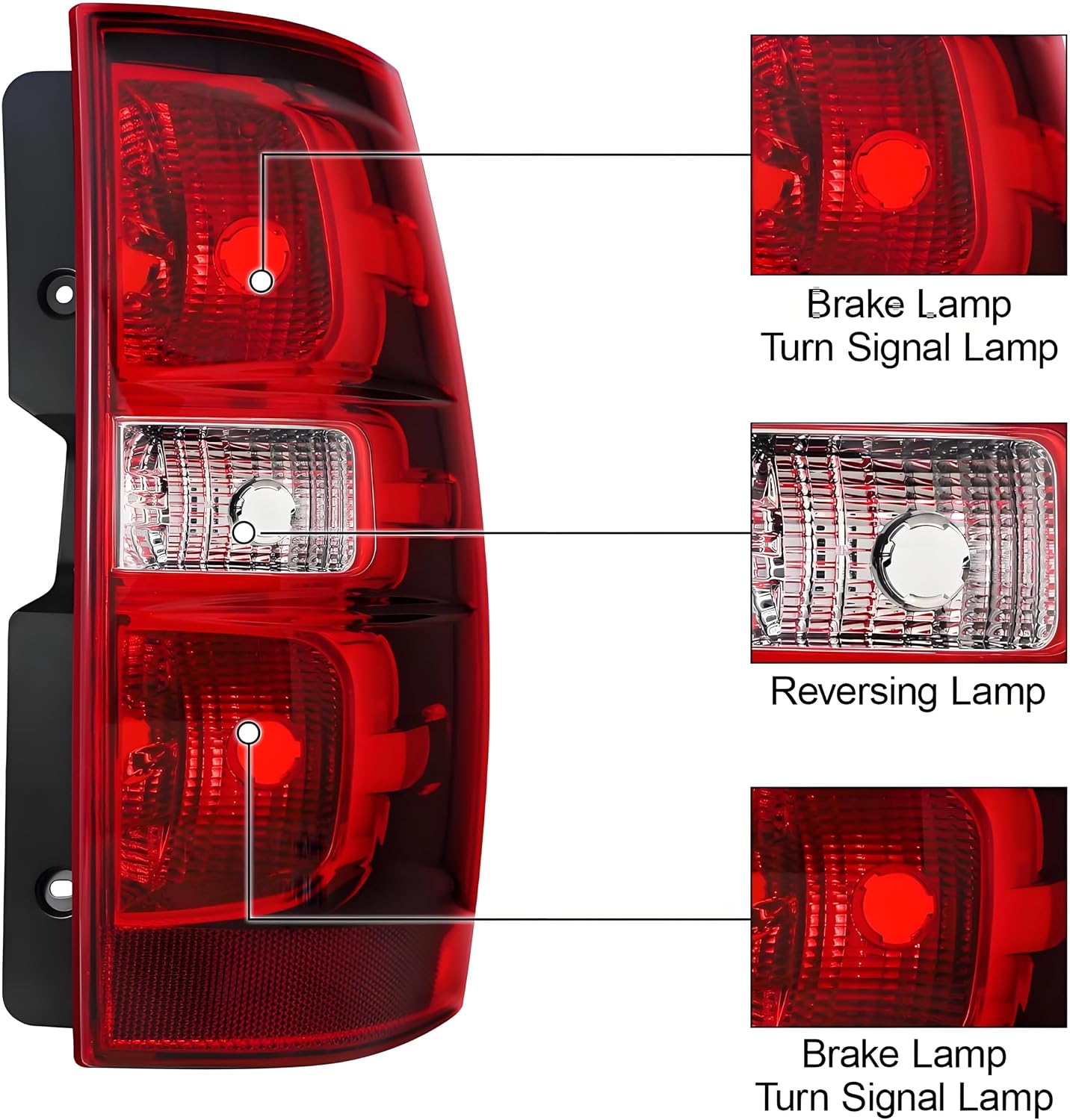 Headlights w/ Tail Lights Assembly Kits compatible with 2007 2008 2009 2010 2011 2012 2013 Chevy Tahoe Suburban, Black Housing Headlamp+Red Taillights Rear Brake Lamp Set