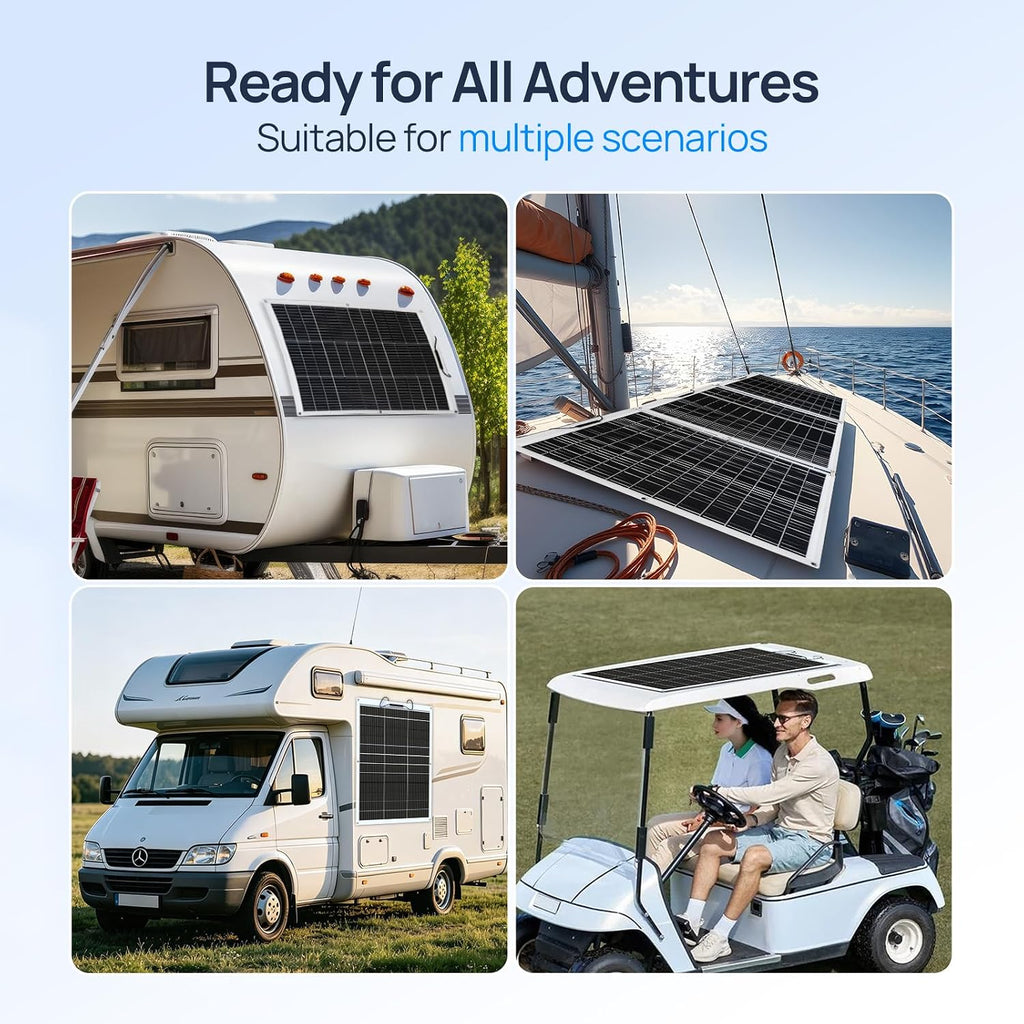 ECO-WORTHY 260Watt 12Volt Flexible Solar Panel Kit for Off Grid Home RV, Boat and Uneven Surfaces:2pcs 130W Mono Solar Panel + 30A 12V Charger Controller + Solar Cable + Tray Cable + Y Branch
