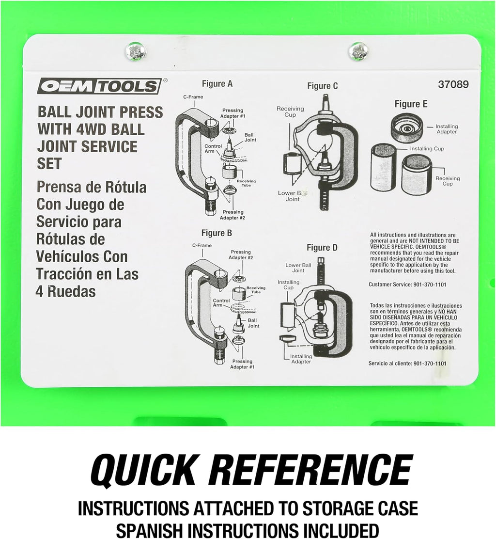OEMTOOLS 37089 Ball Joint Press Kit, U Joint Removal Tool, Heavy-Duty Ball Joint Removal Tool, Steel C-Clamp for 4WD Trucks, Rust-Resistant Ball Joint Tool
