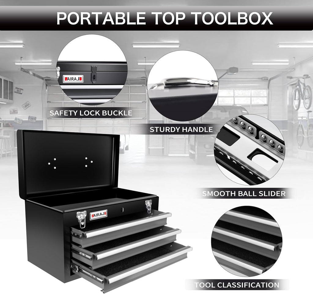 Rolling Tool Chest with Wheels,Double Door 4-Drawer Metal Tool Box,2 in 1 Detachable Tool Cabinets with Locking System for Garage,Warehouse,Workshop, High Capacity Tool Chest with Liners