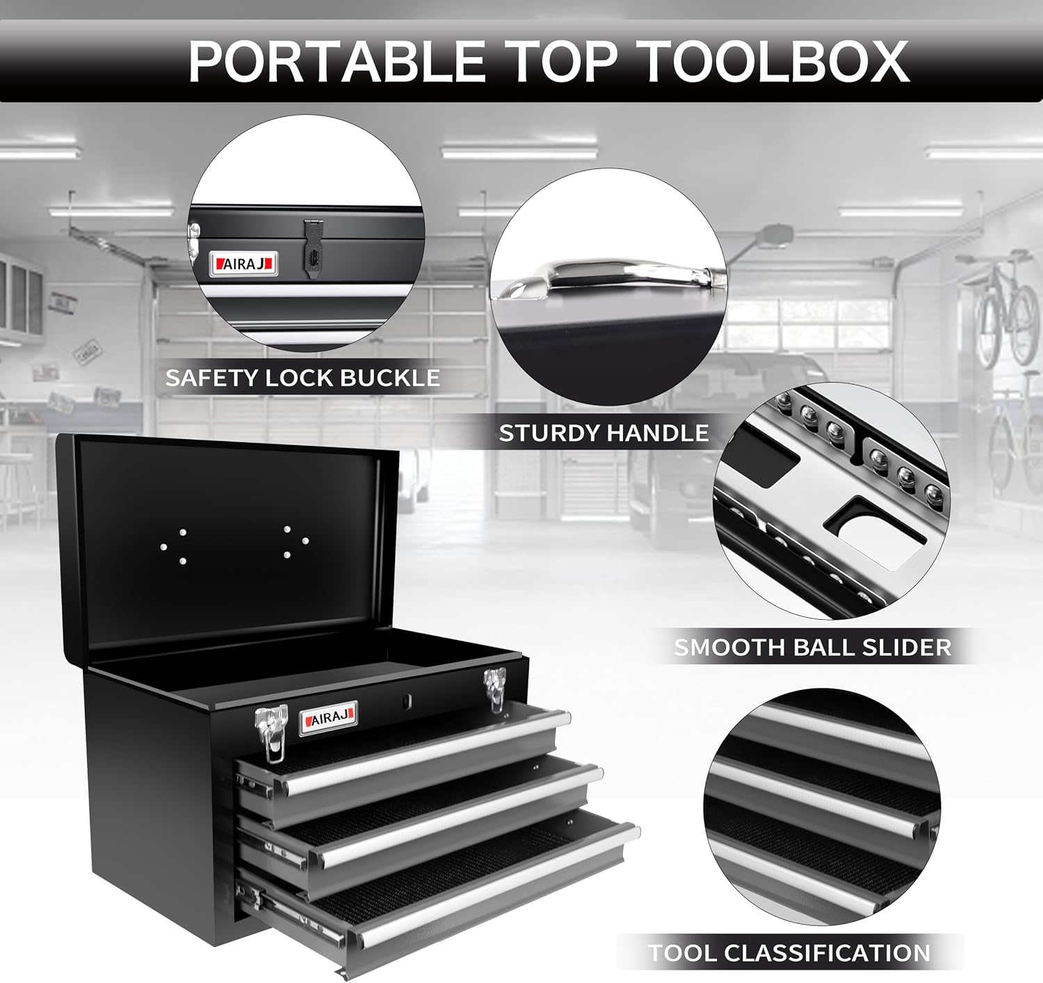 Rolling Tool Chest with Wheels,Double Door 4-Drawer Metal Tool Box,2 in 1 Detachable Tool Cabinets with Locking System for Garage,Warehouse,Workshop, High Capacity Tool Chest with Liners