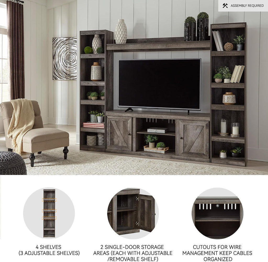 Signature Design by Ashley Wynnlow Farmhouse 4-Piece Entertainment Center for TVs up to 69', Gray