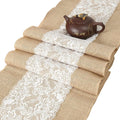 Table Runner RENRUIRUI- 10 Pack Burlap Lace for Rustic Farmhouse Style Wedding Banquet Birthday Party Table Decor,12 X 108 Inch