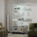 Modern Glass Display Cabinet 5-Shelf with LED Light, Lock and Wheels, 2 Door Curio Cabinets, Tempered Glass Collection Display Showcase for Living Room Home Office,Black