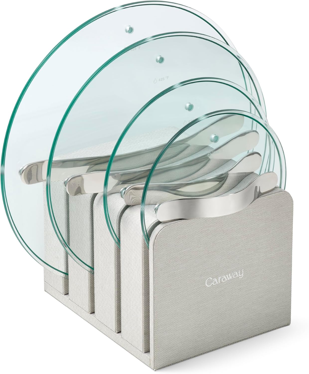 Caraway Glass Lids Set for Pots and Pans - Made With Tempered Glass - Sized to Fit Caraway Ceramic-Coated & Stainless Steel Cookware - Includes 4 Sizes - 7', 8', 10.5', & 11.8'