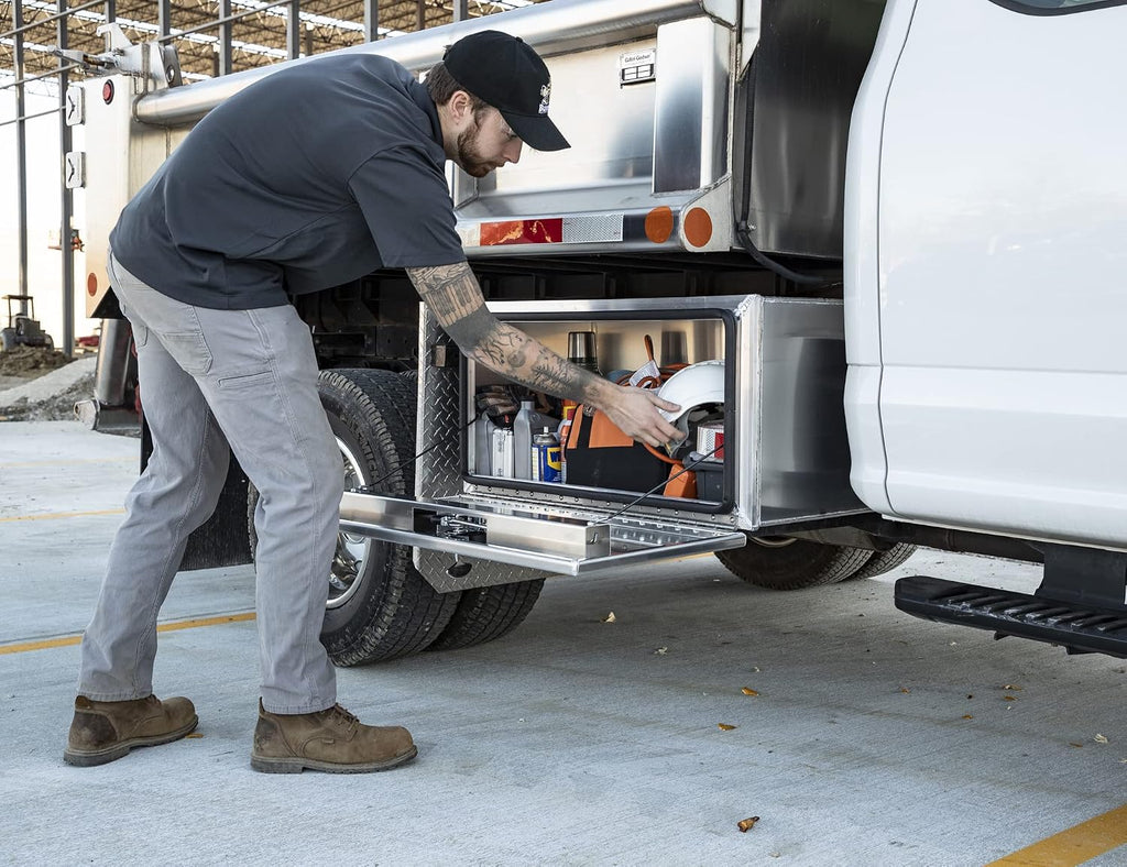 Buyers Products 1706405 Pro Series Underbody Truck Box With 3-Point Compression Latch, Smooth Silver Aluminum, Made in the USA, 18 x 18 x 36 Inches, Truck Tool Box For Storage & Organization