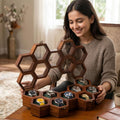 Wooden Watch Box Organizer for Men – 9 Slot Luxury Honeycomb Watch Case | Dark Rosewood Wood & Glass Display Box | Elegant Wooden Timepiece Display Case Boxes for Men – Luxury Gift for Him