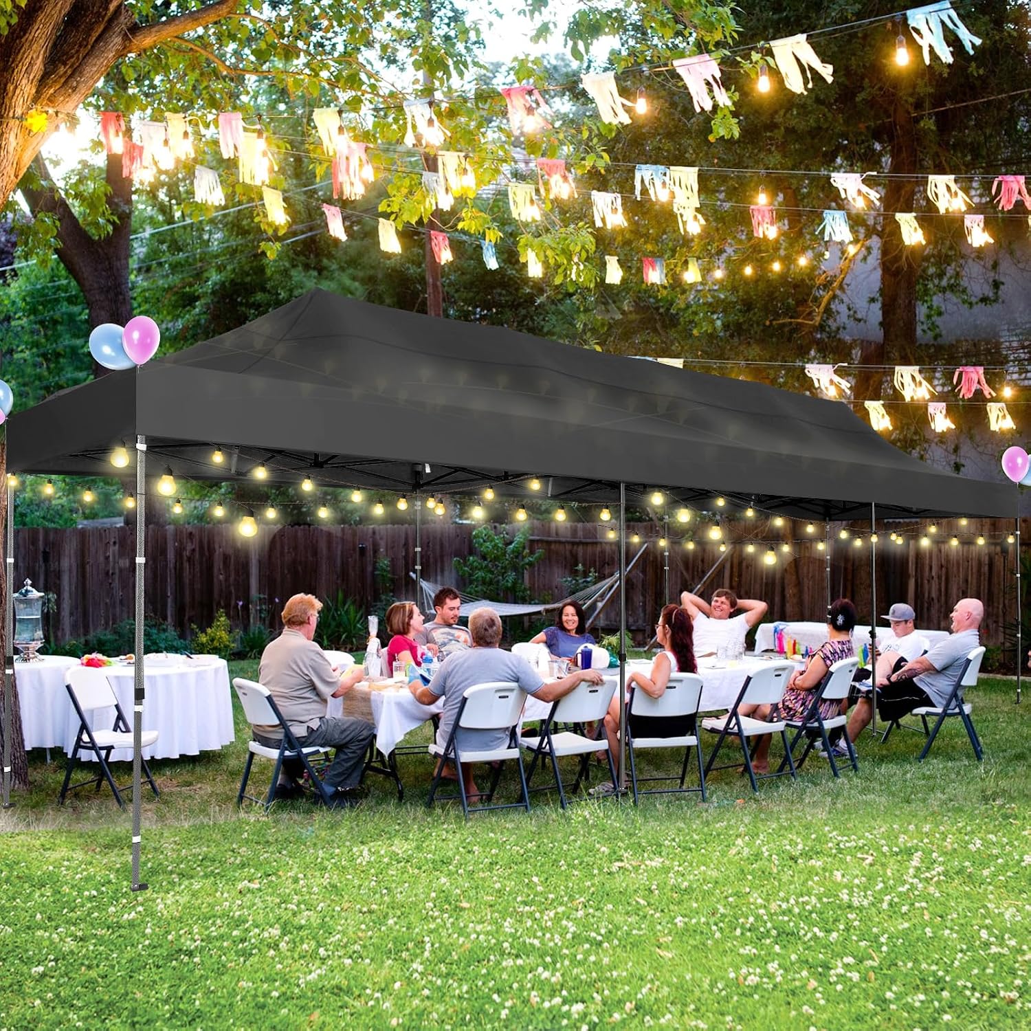 COBIZI 10x30 Heavy Duty Pop Up Canopy Tent – Commercial Grade, UPF 50+ UV Protection, Waterproof & Windproof, All-Season Outdoor Party Gazebo with Roller Bag, Black