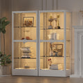 4-Sided Glass Display Cabinet with Lock & 13 Color Light, Lighted Curio Cabinet with Glass Door & Adjustable Shelves, Metal Display Case for Collectibles Figures Wine China, 28' W White