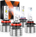 SEALIGHT 9005 H11 Bulbs, 180,000LM 14X Brightness, HB3 H8/H16/H9 6500K Cool White LED Bulbs, IP68 Waterproof 70000Hrs Lifespan, No Flickering, 1Mins Installation, 4 Pack