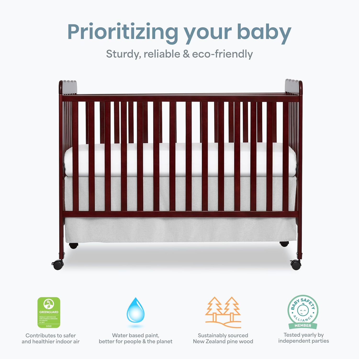 Dream On Me Carson Classic 3-in-1 Convertible Full-Size Baby Crib in Espresso, GreenGuard Gold & BSA, 4 Mattress Heights, Converts to Day & Toddler Bed, Locking Wheels, Classic Nursery Design