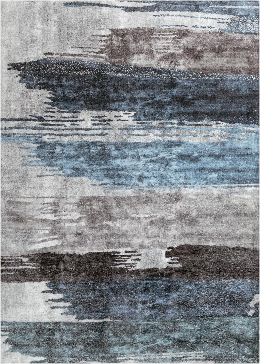 Ciicool Modern Abstract Deep Blue Gray Rug for Living Room, 8'x10' Machine Washable Area Rug Non-Slip Rug, Low-Pile Contemporary Indoor Dining Floor Carpet for Bedroom Office Under Table Home Decor