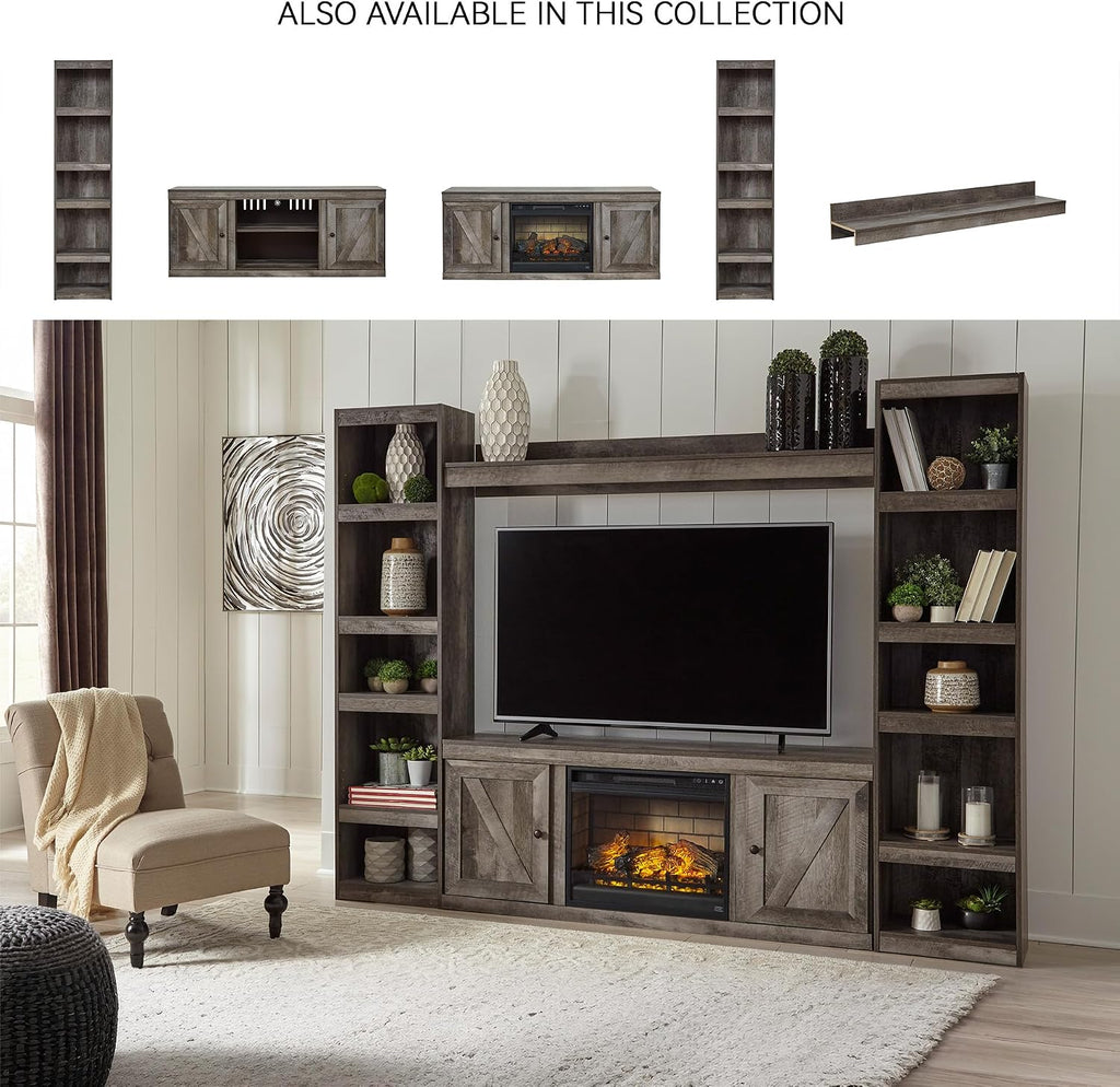 Signature Design by Ashley Wynnlow Farmhouse 4-Piece Entertainment Center for TVs up to 69', Gray