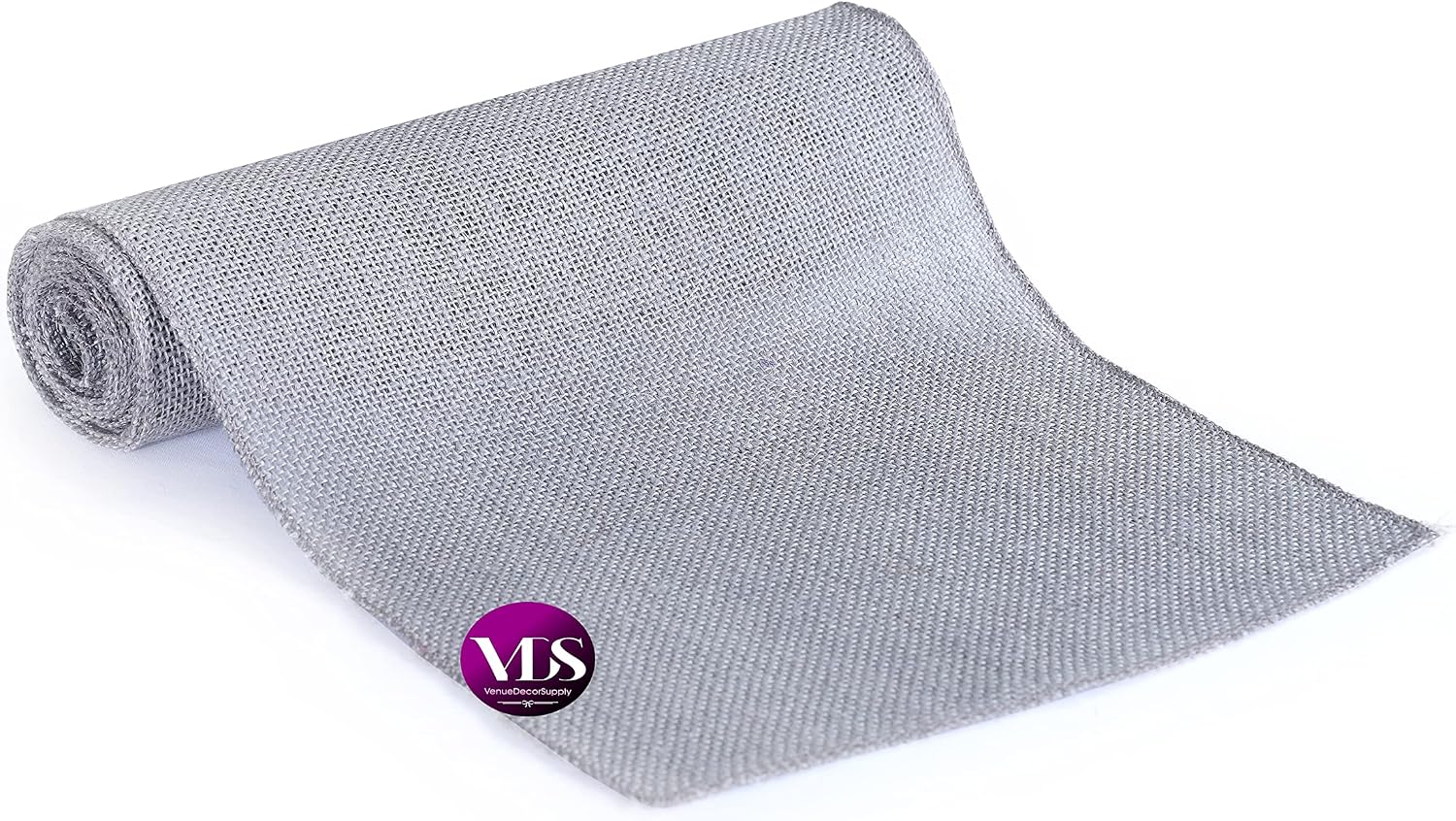 VDS Pack of 25, Burlap Table Runner 100% Natural Jute Rustic Hessian Table Cloth Centrepiece for Wedding Bridal Shower Birthday Event Party Banquet Table Decoration (Size 12X108 Inch)(Silver Grey)