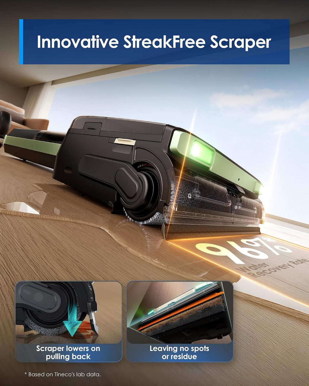 Tineco Floor ONE S7 Master Wet Dry Vacuum Cleaner, 23kPa Suction Vacuum Mop with DustReveal Green Headlight, 65 Min Runtime, 185°F Flashdry, 3.9inch Ultra-Slim Stretch Mop