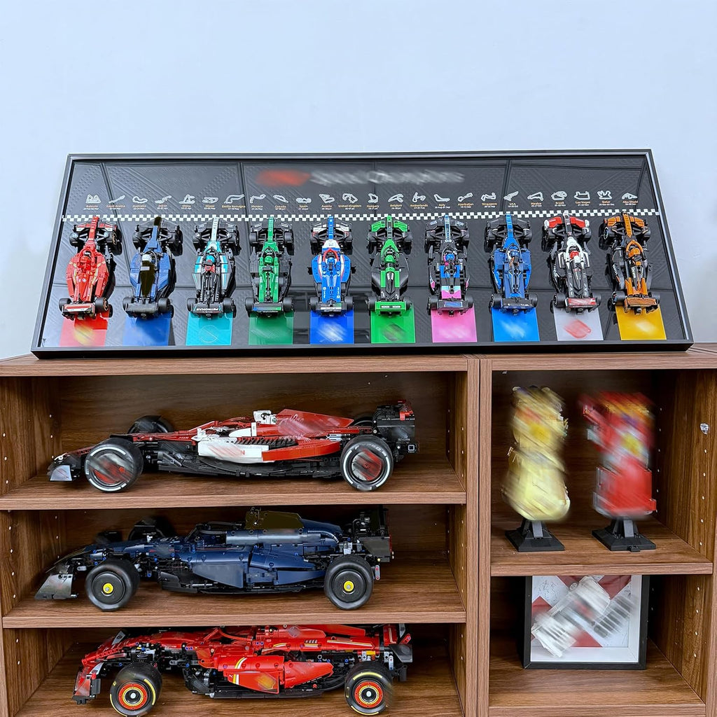 WETCEAOM Display Wallboard Compatible with Lego Speed Champions 66082, 10 Mini Cars Display Frame Wall Mount (77242–77251), Transform Models into Wall Art Display (Models Not Included!) (Black)