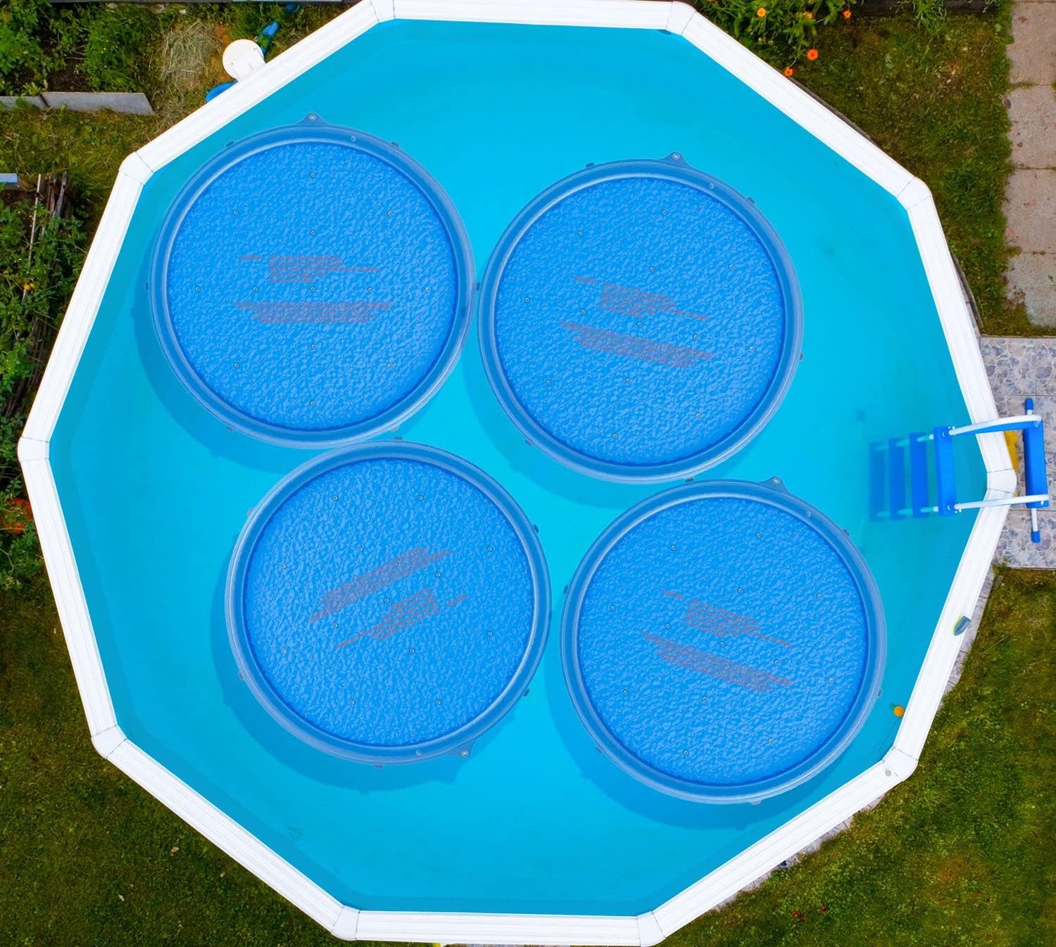 Solar Sun Rings UV Resistant Above Ground Inground Swimming Pool Hot Tub Spa Heating Accessory Circular Heater Solar Cover, Blue (3 Pack)