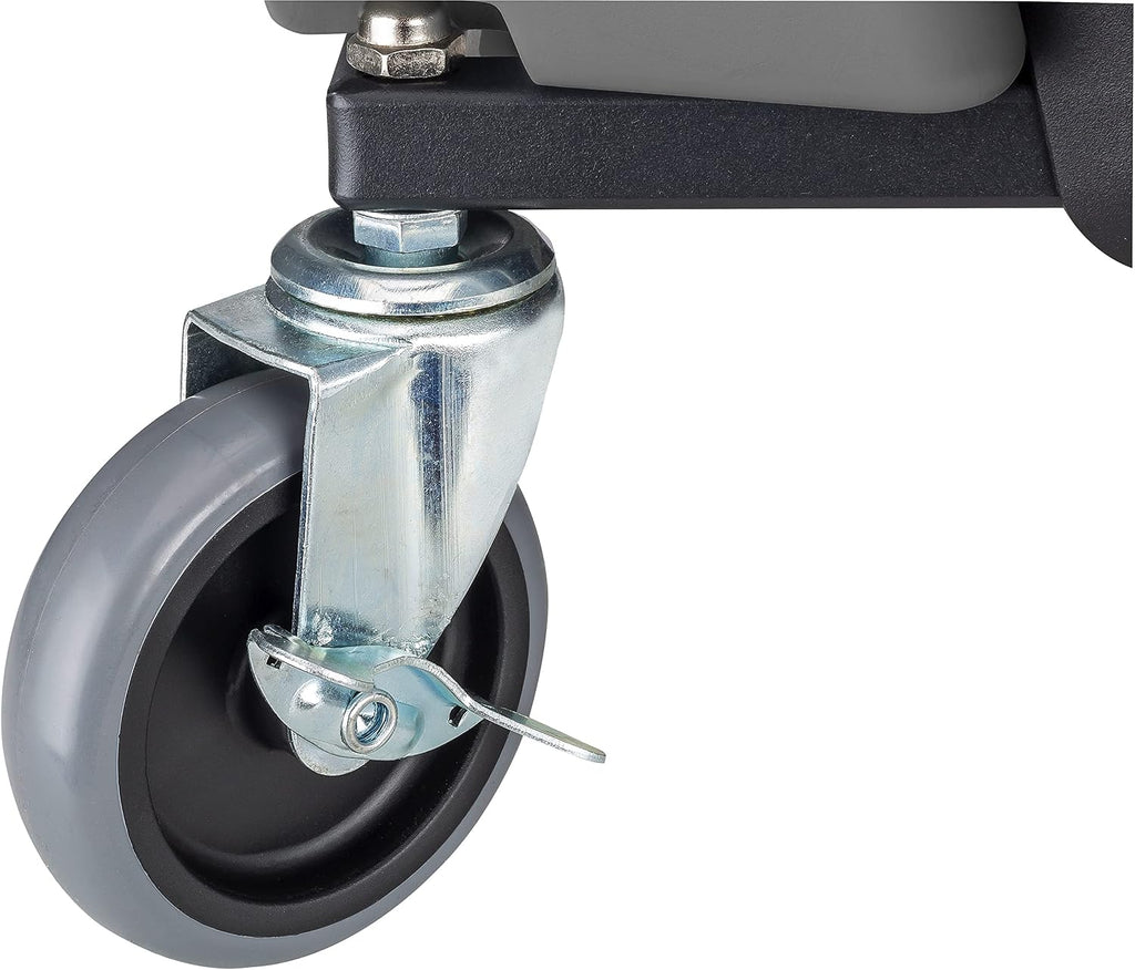 Powerbuilt Rolling Work Seat Brake Stool with 4-inch Rubber Lockable Wheels, Big Seating Platform, Tool Trays and Drawer 330 lb. Capacity, Mechanics, Gardening, Garage - 941881ECE, Grey