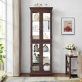 Ball & Cast Lighted Curio Cabinet,6-Tier Glass Display Cabinet with Adjustable Glass Shelves and Mirrored Back Panel for Living Room,Pantry Light Bulb Included,Dark Cherry
