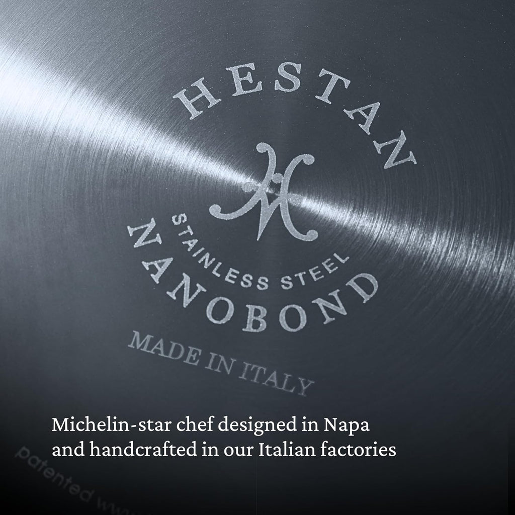 Hestan NanoBond Molecular Titanium Stock Pot with Lid, 8-Quart - PFAS-Free Stainless Steel, 4x Stronger, 1050°F Oven Safe, Induction Compatible, Handcrafted Italy