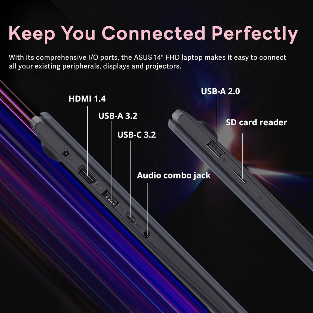 ASUS 14' FHD Ultra-Light Laptop, Intel Pentium N6000, 4GB RAM, 224GB Storage (64GB eMMC+160GB Docking Station Set), UHD Graphics, AI-Powered, Copilot Ready, Long Battery Life, Windows 11, Black