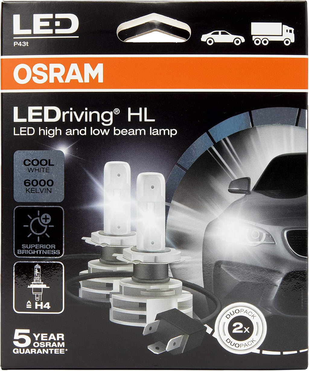 OSRAM LEDriving® HL Gen2, ≜H4, LED High/Low Beam Lamps, Off-road only, non ECE, Folding Carton box (2 units), white
