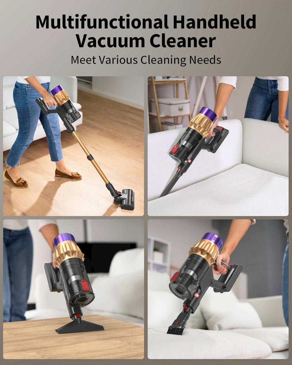 Cordless Vacuum Cleaner 55KPA Suction 65 Minute Runtime with Touch Screen and Self Standing for Carpets Hard Floors and Pet Hair