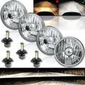 Octane Lighting 5-3/4 Crystal Clear Metal Glass Headlight Led 4000Lm H4 Light Bulb Headlamp Set
