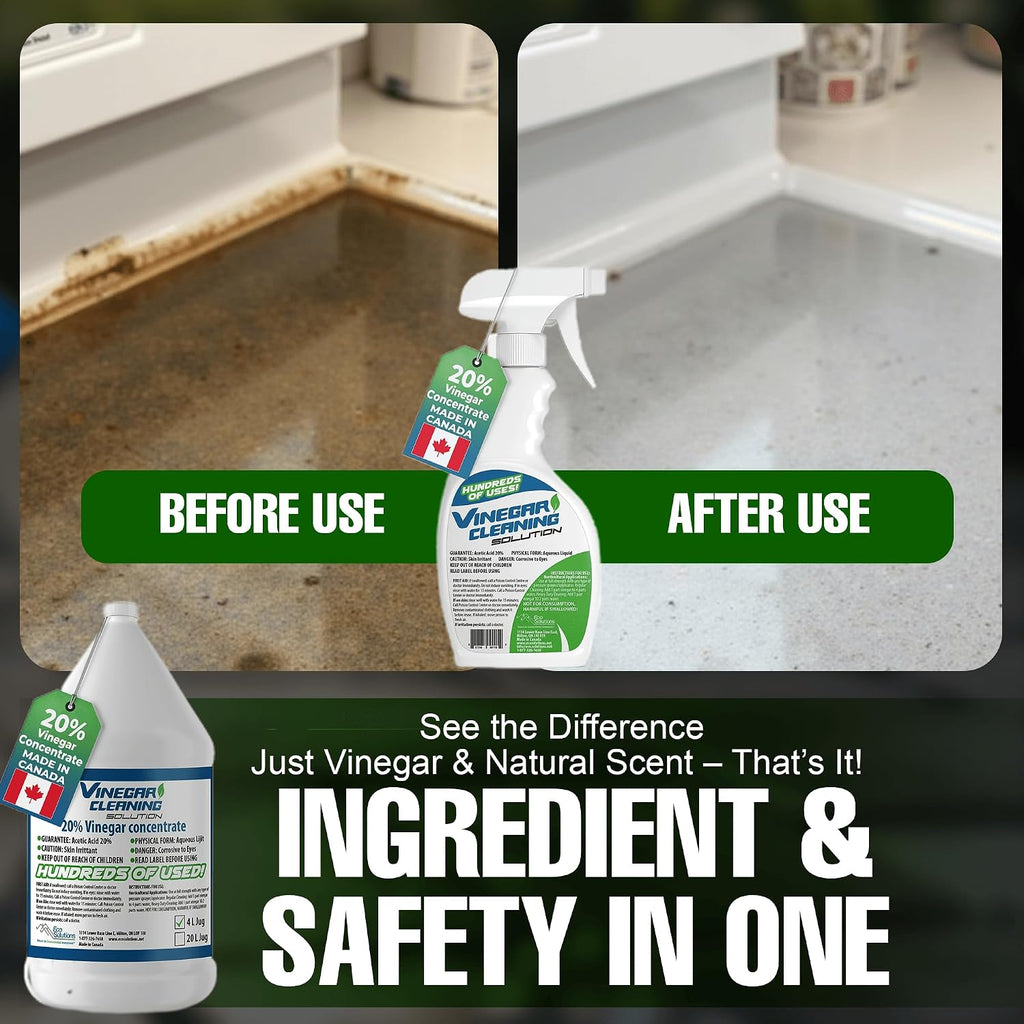 Eco Solutions Vinegar Cleaning Solution - multipurpose cleaning vinegar for home, outdoors & automotive, 20% vinegar concentrate (5.3 Gallon (20 Litre))