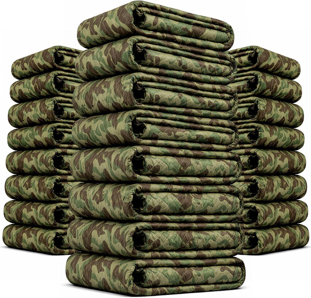 US Cargo Control 65 lb/Dozen, 80'x72' Large Heavy Duty Moving Blanket, MBCAMO Camo, 24-Pack