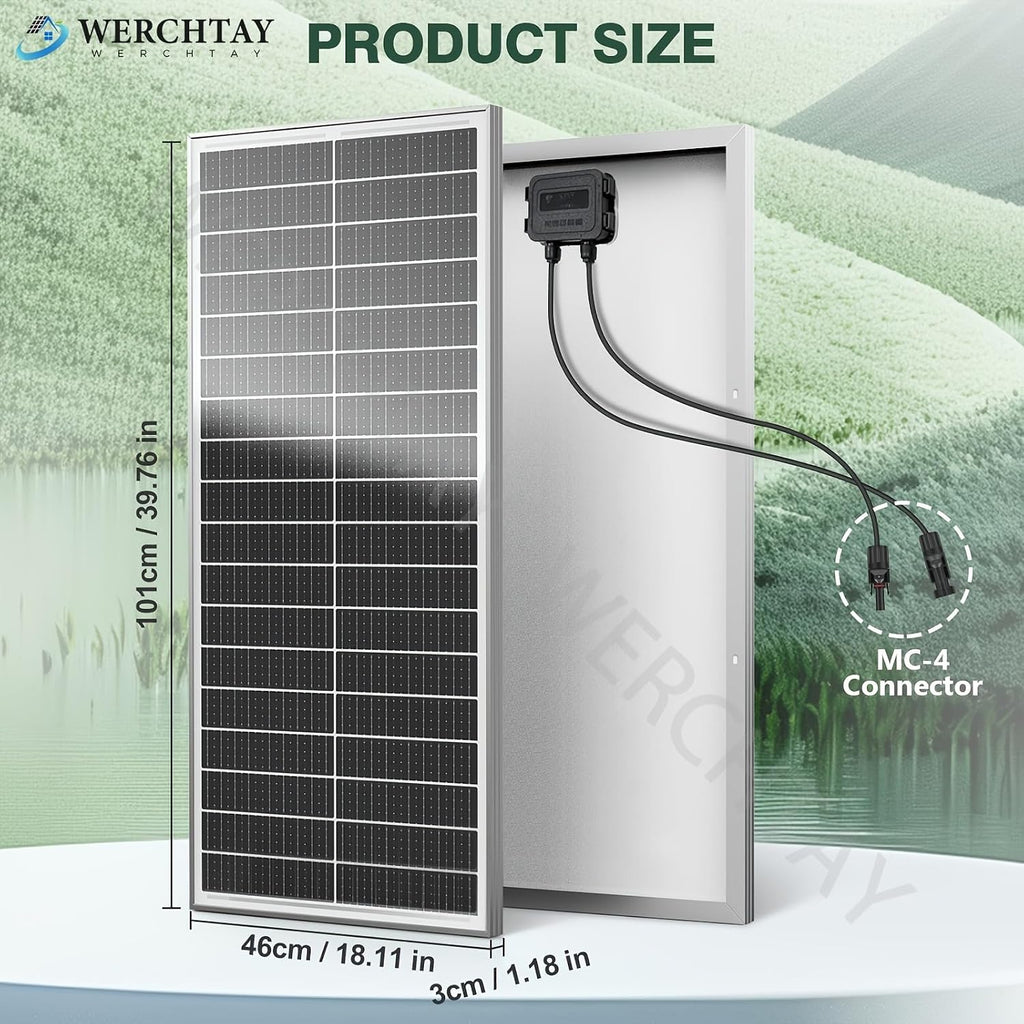 100 Watt Solar Panel 12 Pack, 12 BB Monocrystalline A+ Cell High-Efficiency PV Module, Solar Panels for Homes Camping RV Battery Boat Caravan and Other Off-Grid Applications