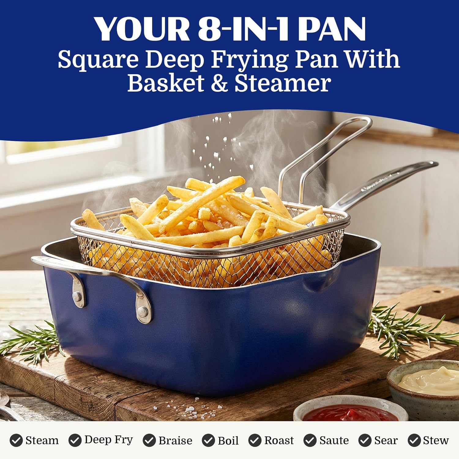 Granitestone Ceraluxe 20 Pc Ceramic Cookware Set Nonstick, Complete Pots and Pans Set Non Stick with 5 Pc Bakeware Set, Deep Frying Pan Set, & Steamer, Non Toxic PFOA Free, Oven & Dishwasher Safe