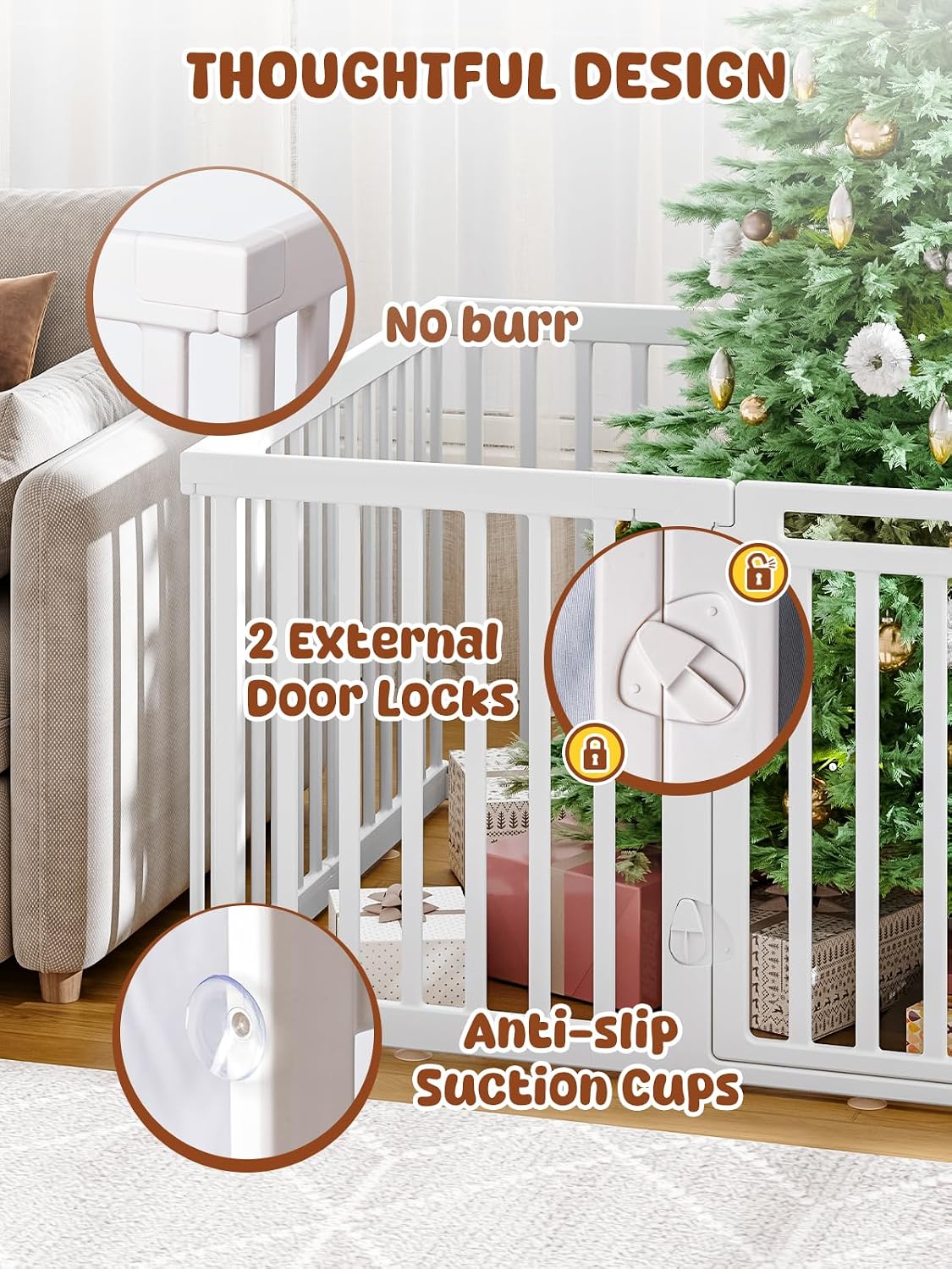 VBABY Playpen for Babies and Toddlers, Plastic Play Pen for Babies 6-12 Months, 10 Panels Baby Play Yard, Indoor & Outdoor Baby Fence, 59' x 41', White