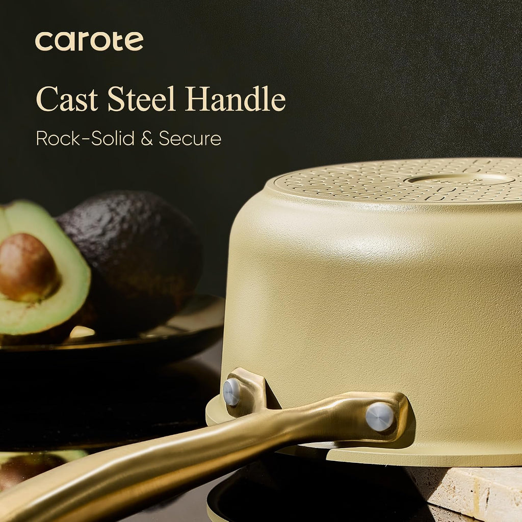 CAROTE 19Pcs Pots and Pans Set, Non Stick Induction Cookware Sets with Durable Cast Steel Handle, Oven-Safe Pots and Pans with Cooking Utensils, PFOS/PFOA Free, Dishwasher Safe, Aluminum