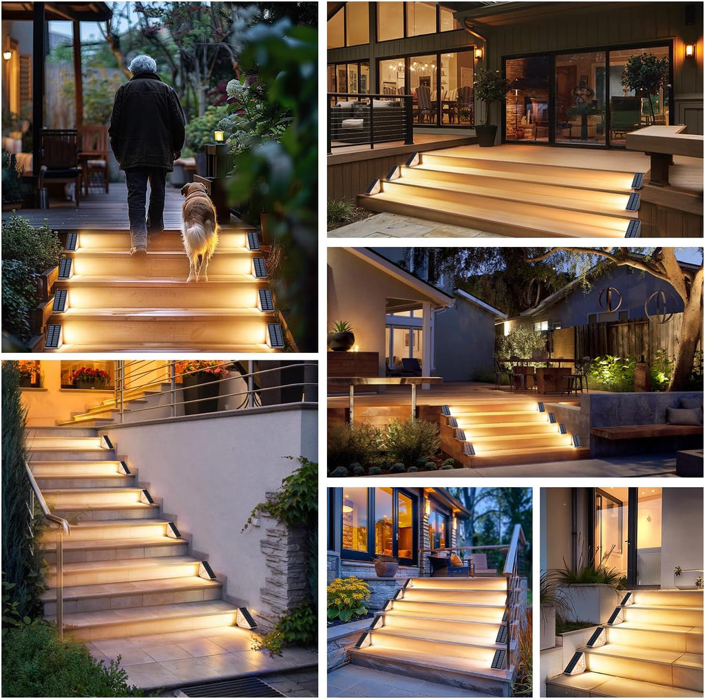 Kondras Motion Sensor Solar Step Lights for Outside, 24-Pack Outdoor Stair Lights Waterproof IP67, Solar Powered LED Outdoor Step Lights Decor for Yard Garden Porch Patio Pathway Deck, Warm White