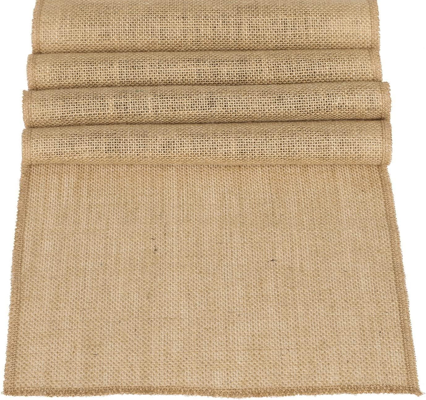 MDS Pack of 5 Wedding Burlap Table Runners 12 Inches x 50 Yards Long Roll for Farmhouse-Style, Woven Jute Fabric Placemats or Centerpieces and Rustic Home Decor for Outdoor Tables - Natural