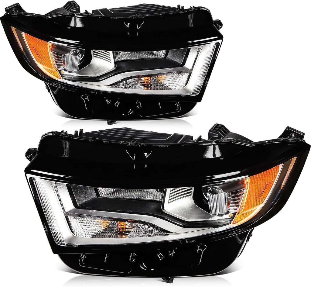Headlight Assembly Fit 2015-2018 for Edge Driver & Passenger Side Headlight Black Housing Amber Reflector FT4Z13008A