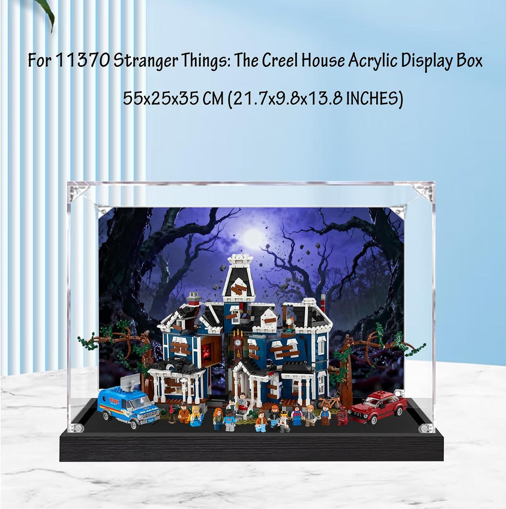 Acrylic Display Case for Lego 11370 Stranger Things: The Creel House Model, 3mm Dustproof Display Box, Display Case Compatible with Lego 11370(Model Not Included) (Background 3MM B)