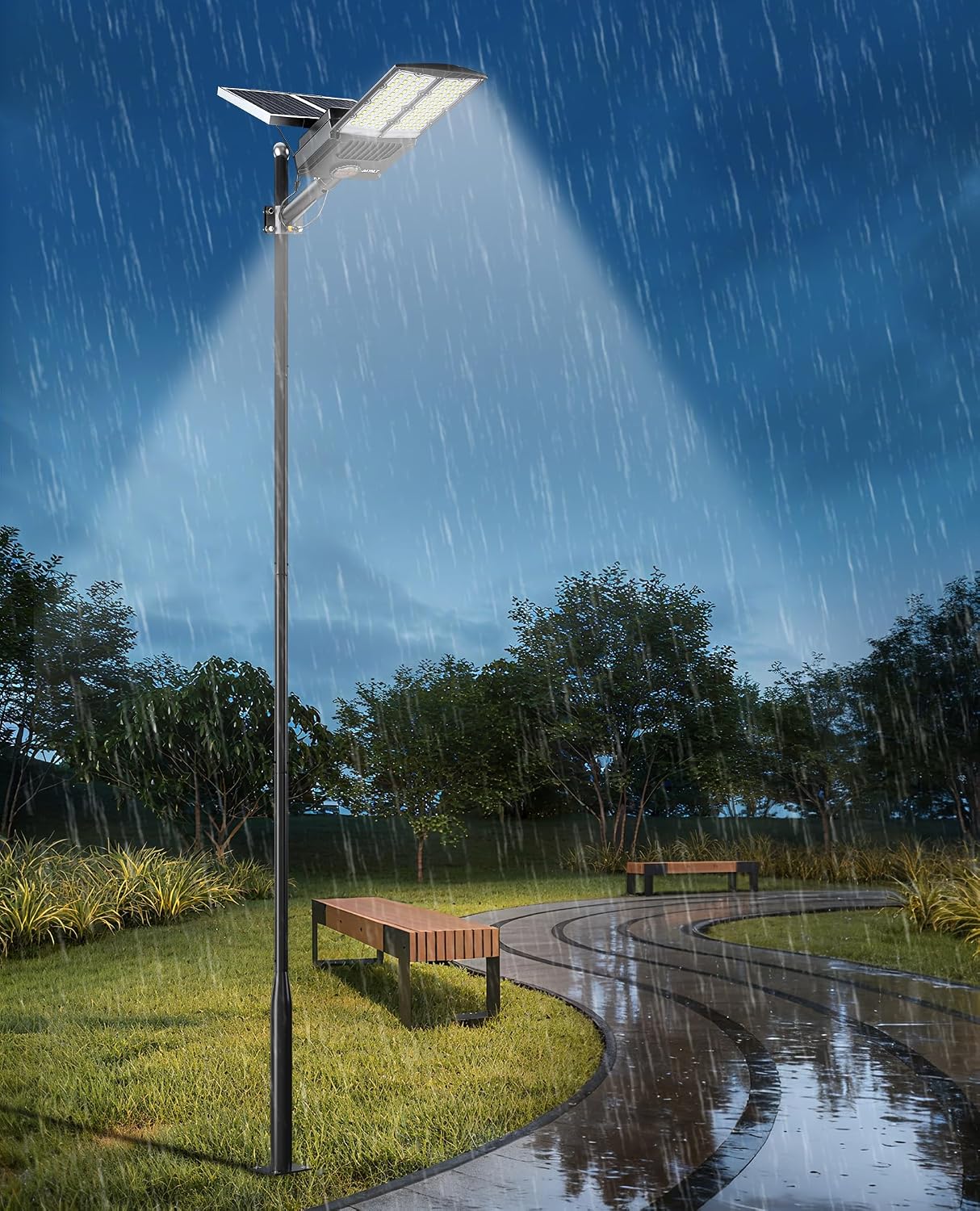 JAYNLT 16Ft Tall Street Light Pole -Heavy -Duty Metal Street Lamp Post for Solar Street Lights with Mounting Rebar Cage Base Accessory for Parking, Yard,Farm(Light not Included